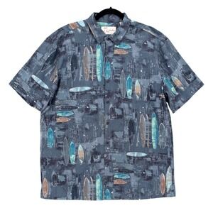 KAHALA Button Down Shirt Large Shaping Room Surfboards Hawaiian Print